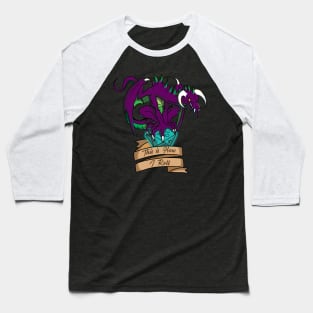 Purple Dragon with D20 die "This is How I Roll" Baseball T-Shirt